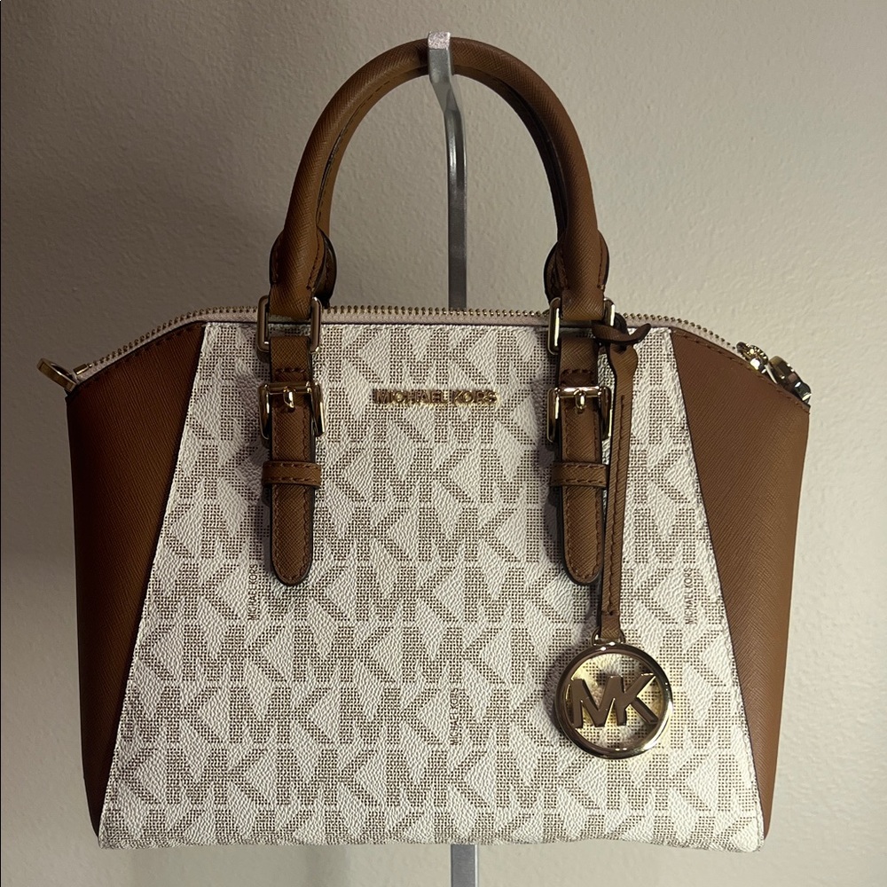 Michael Kors Tan and Cream Signature Satchel